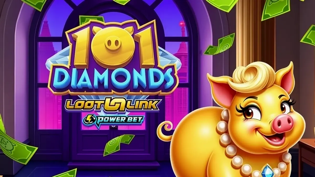 Interface do jogo de slot 101 Diamonds com tema de pedras preciosas