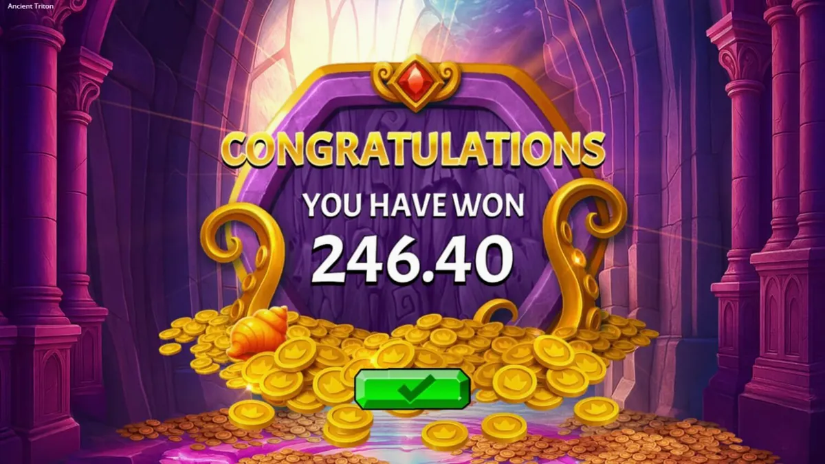 Ancient Triton slot machine interface com tema subaquático e o deus Tritão